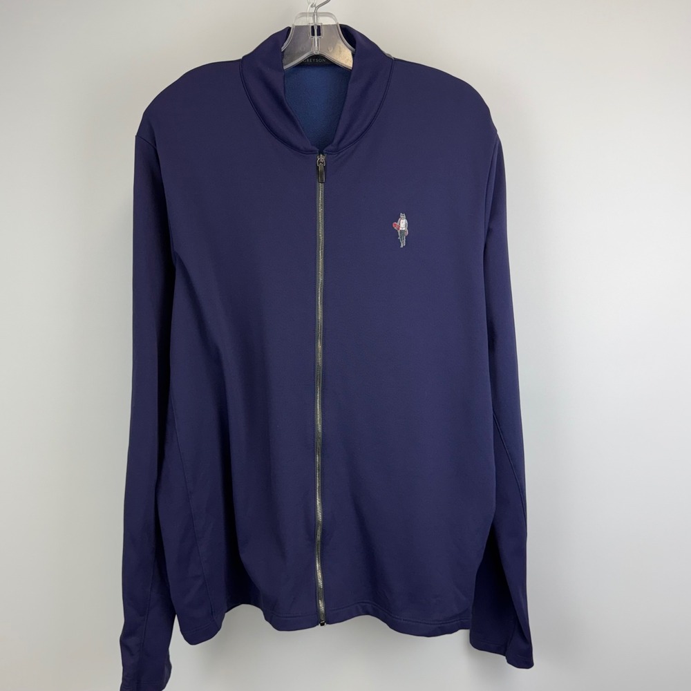 Greyson Mens Full Zip Golf Jacket Navy‎ Blue Wolf Mascot Embroidered Large